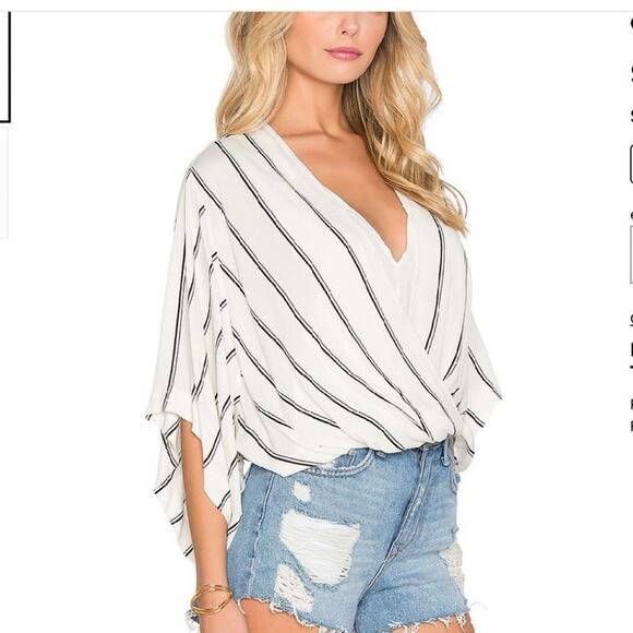 Free People Sleepy Time Crop Top Blouse Womans S/P Wide Batwing Sleeve - Picture 2 of 13